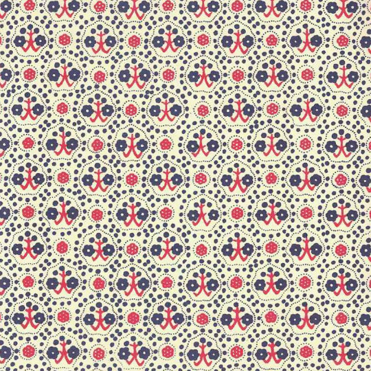 Red and Blue Tree and Flower Print Italian Paper ~ Carta Varese Italy